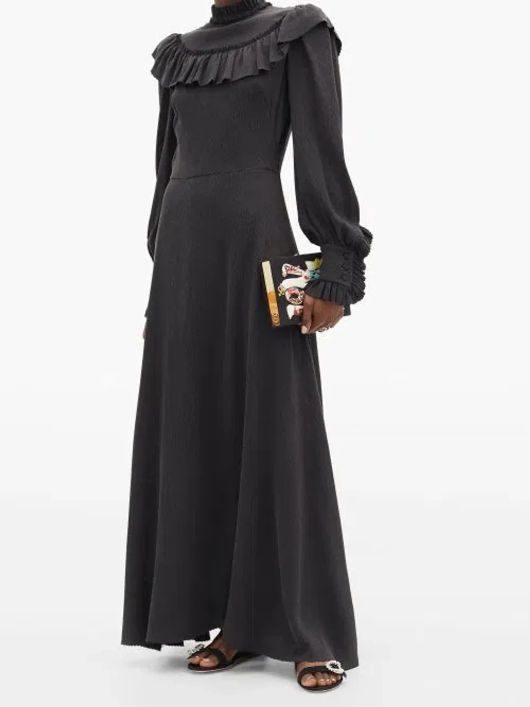 The Vampire's Wife The Firefly Gathered Puckered Silk Satin Dress Black Size AU 10 for rent on The Volte - main image