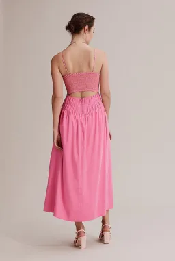 Country Road Gathered Midi Dress Hot Pink Size 12 for rent on The Volte - image 2