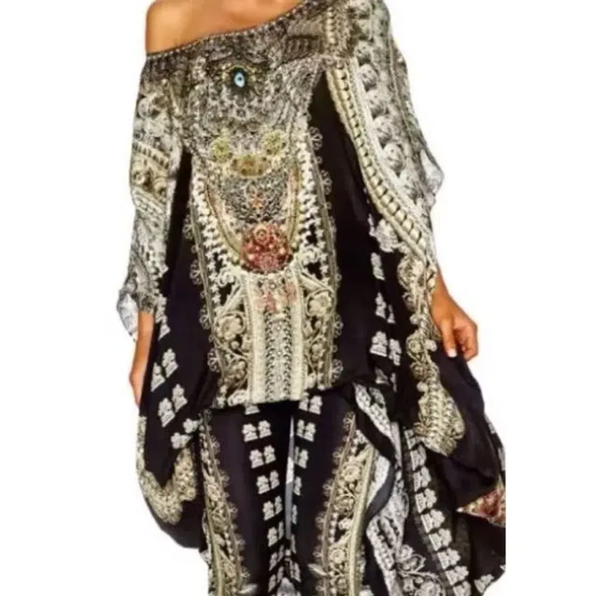 Camilla Torero Round Neck Kaftan Multi One Size - Image 2