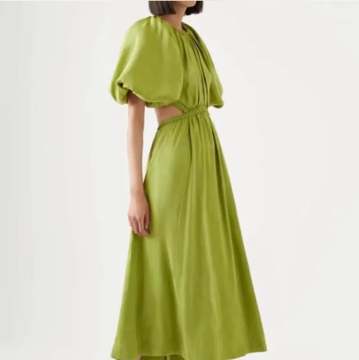 AJE Capucine Puff Sleeve Midi Dress in Verdant Green Size 8 - Image 2