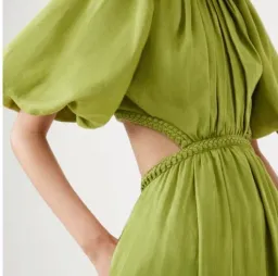 AJE Capucine Puff Sleeve Midi Dress in Verdant Green Size 8 for rent on The Volte - image 3