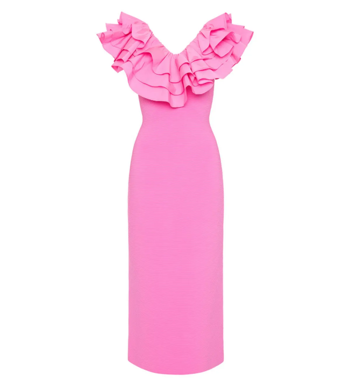 AJE Transcendent Ruffle Midi Dress Cerise Pink Size 8 - Image 4