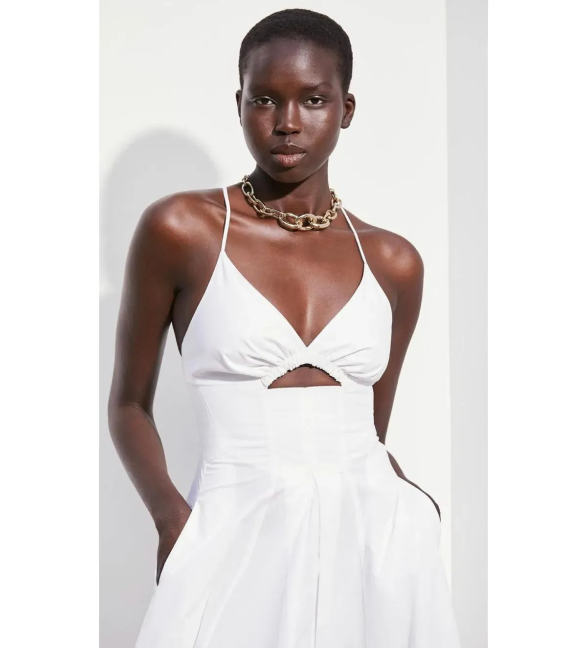 Scanlan Theodore Cotton Strappy Dress White Size 6 - Image 2
