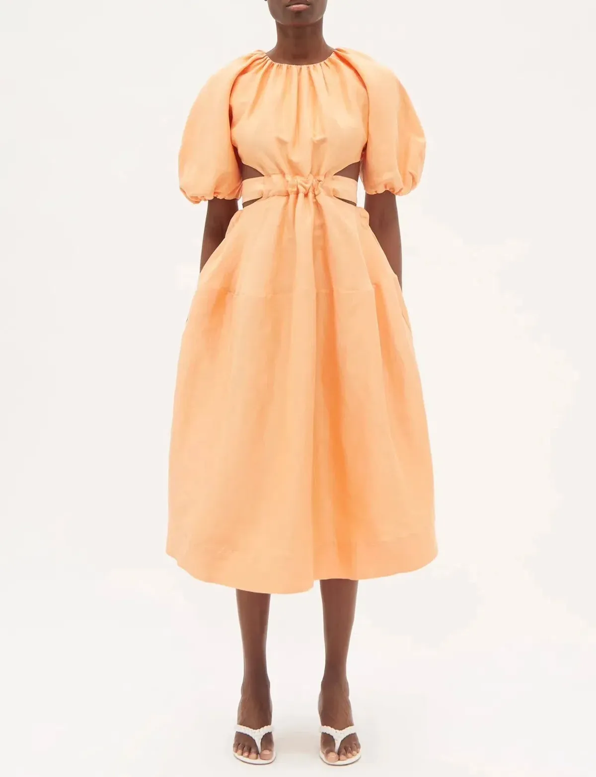 Aje Mimosa Cutout Midi Dress In Mandarin Size 12 for rent on The Volte - main image