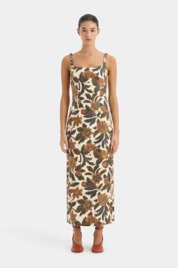 Sir The Label Primrose Ruched Midi Dress Ivory Tapestry Size 2/Au 10 for rent on The Volte - image 1