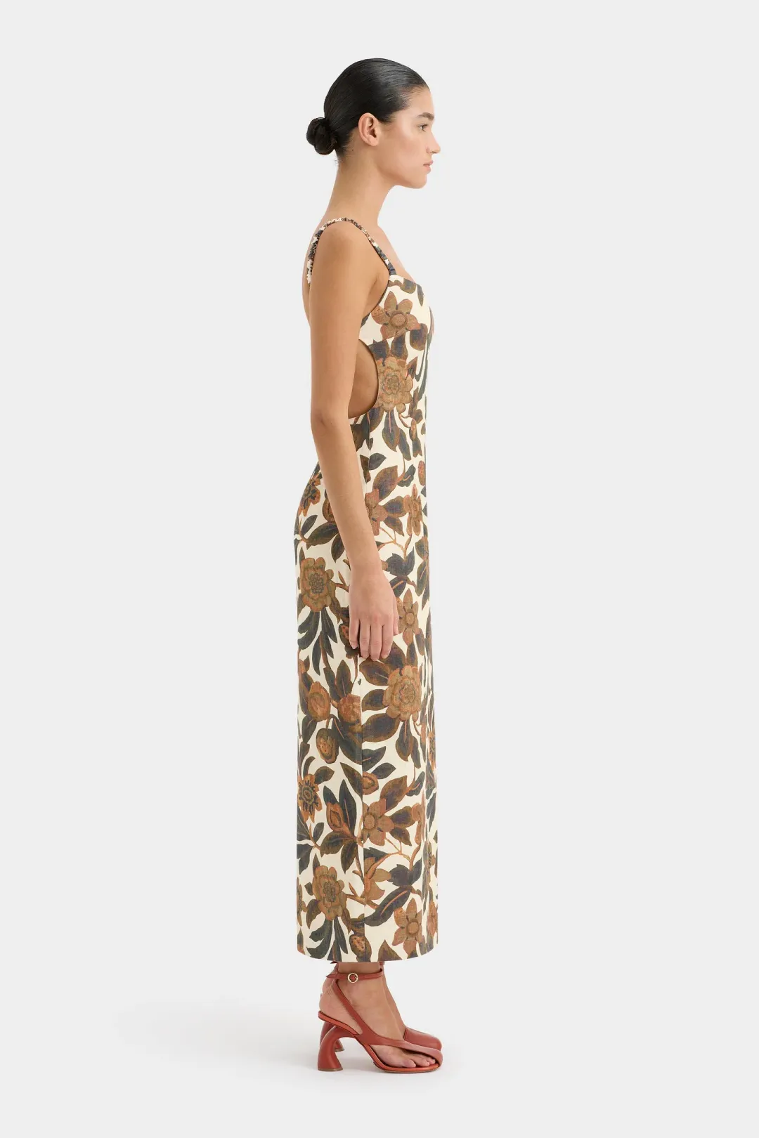 Sir The Label Primrose Ruched Midi Dress Ivory Tapestry Size 2/Au 10 for rent on The Volte - main image