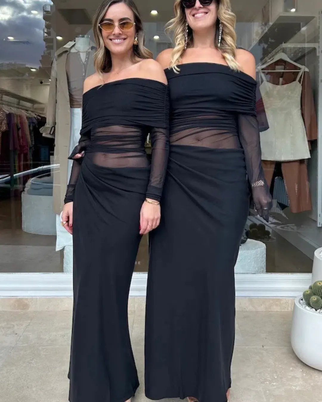 Benni Yasmin Off-Shoulder Maxi Dress Black Size 8 for rent on The Volte - main image