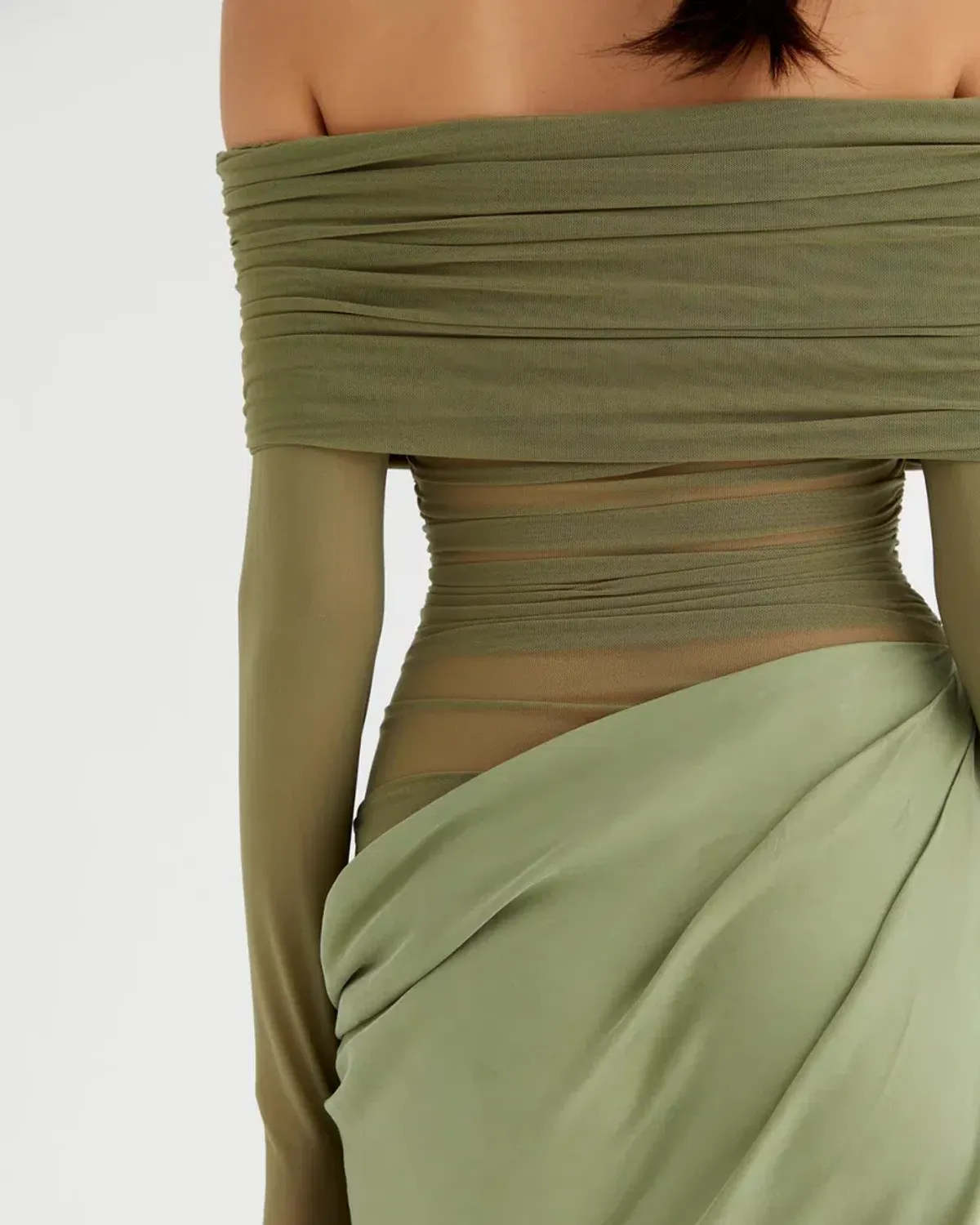 Benni Yasmin Off-Shoulder Maxi Dress Pistachio Size 8 - Image 2