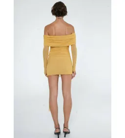 Benni Yasmin Off-Shoulder Mini Dress Mustard Size 10 for rent on The Volte - image 2
