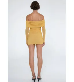 Benni Yasmin Off-Shoulder Mini Dress Mustard Size 6 for rent on The Volte - image 2