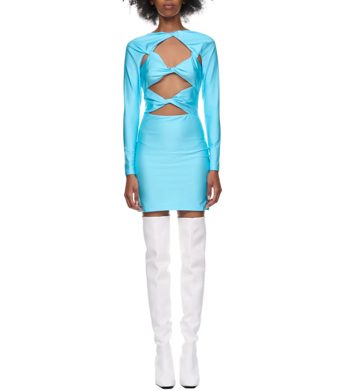 Coperni Slinky Jersey Mini Dress Turquoise Size 8 - Image 1