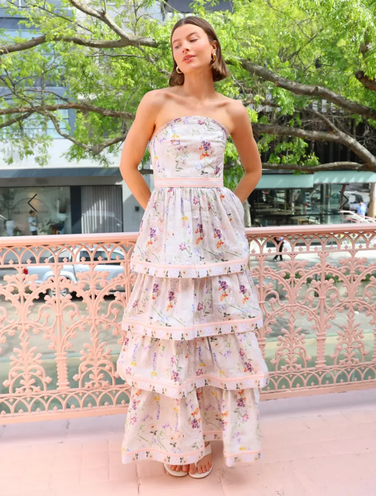 Aqua Blu Moonflower Heidi Dress, Size AU 8, Strapless Maxi Tiered Ruffles - Image 3