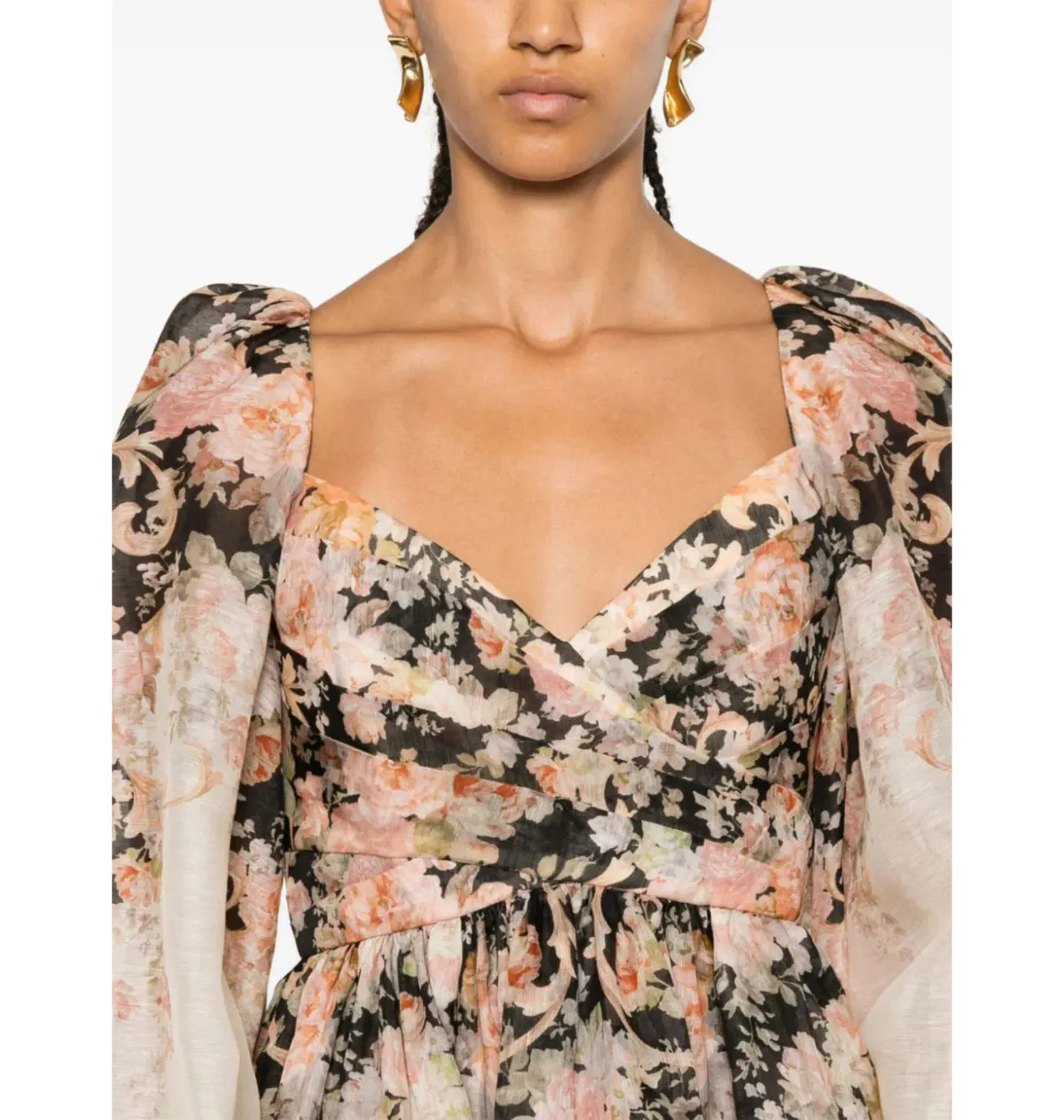 Zimmermann Illustration Draped Mini Dress in Tea Rococo Floral Size 3 / AU 14 - Image 3