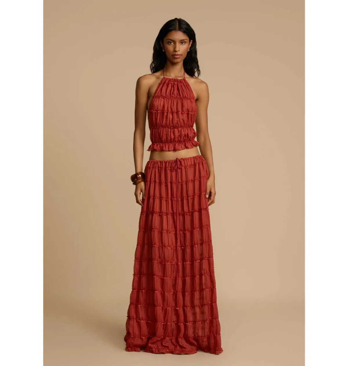 Arcina Ori Juliette Halter Red and Juliette Skirt Red Size S / AU 8 for rent on The Volte - main image