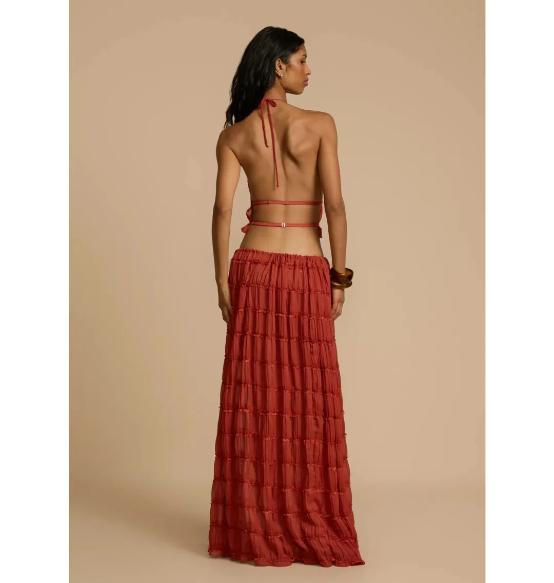 Arcina Ori Juliette Halter Red and Juliette Skirt Red Size S / AU 8 for rent on The Volte - main image