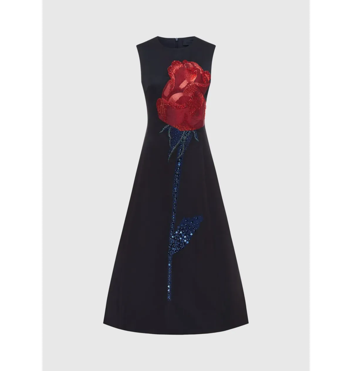Leo Lin Cleo Embellished Sleeveless Midi Dress Rose Print Size AU 8 - Image 1