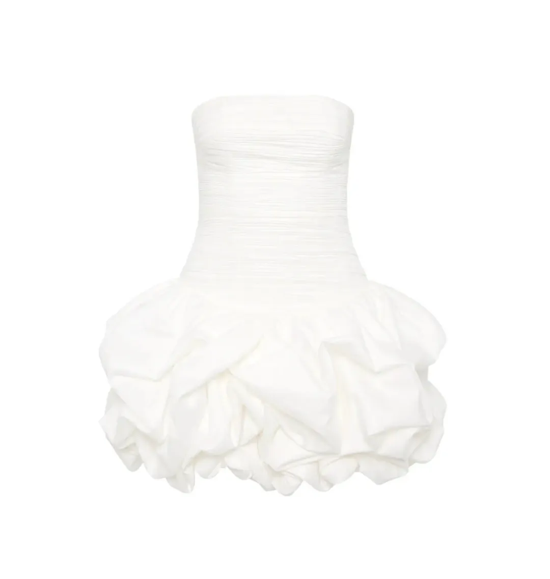 Aje Violette Bubble Hem Mini Dress in Ivory Size AU 10 for rent on The Volte - main image