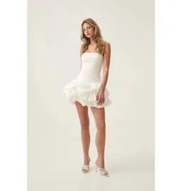 Aje Violette Bubble Hem Mini Dress in Ivory Size AU 10 for rent on The Volte - image 1