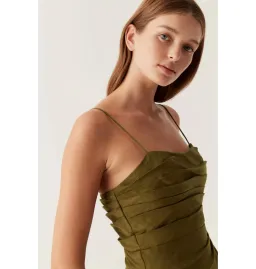 Aje Clarice Draped Maxi Dress Deep Olive Size AU 14 for rent on The Volte - image 4