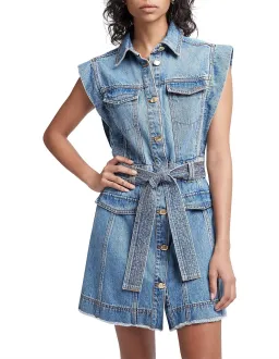 Aje Remi Denim Mini Dress in 90's Wash Size AU 14 for rent on The Volte - image 4