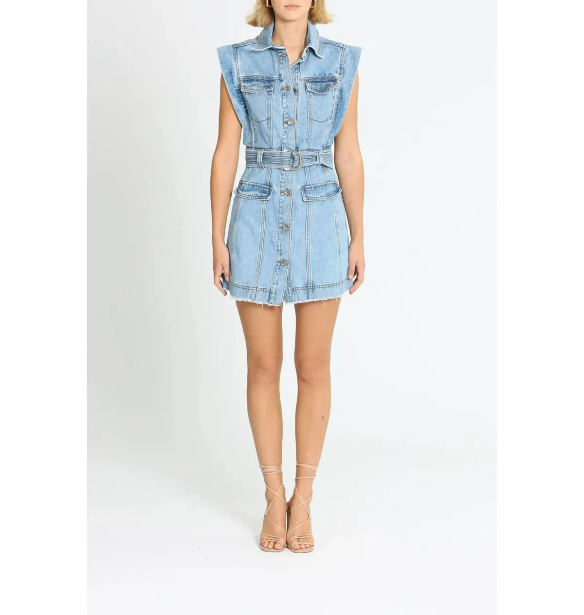 Aje Remi Denim Mini Dress in 90's Wash Size AU 14 - Image 1