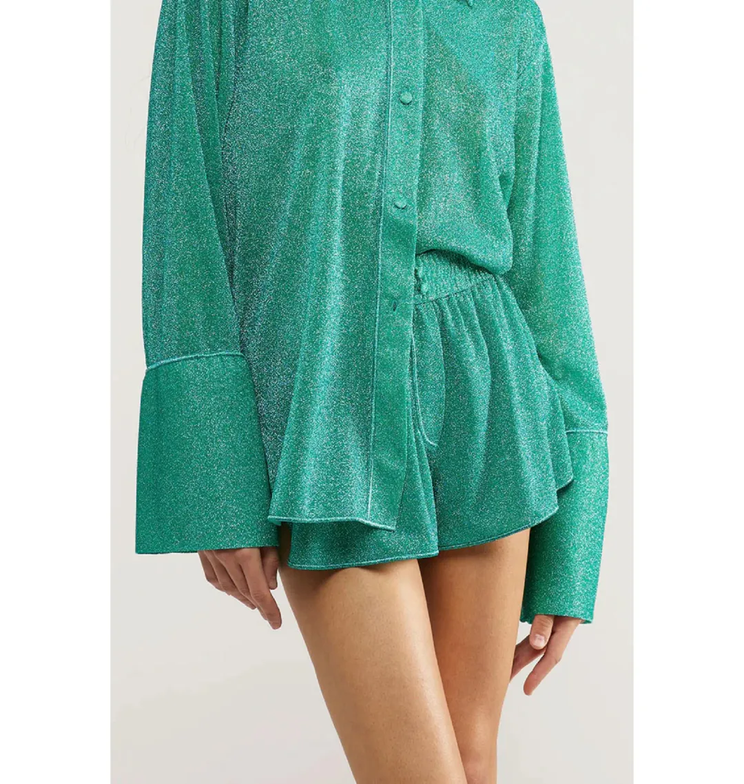 Oseree Lumiere Sleeve Shirt and Shorts Aquamarine Size S / AU 6 for rent on The Volte - main image