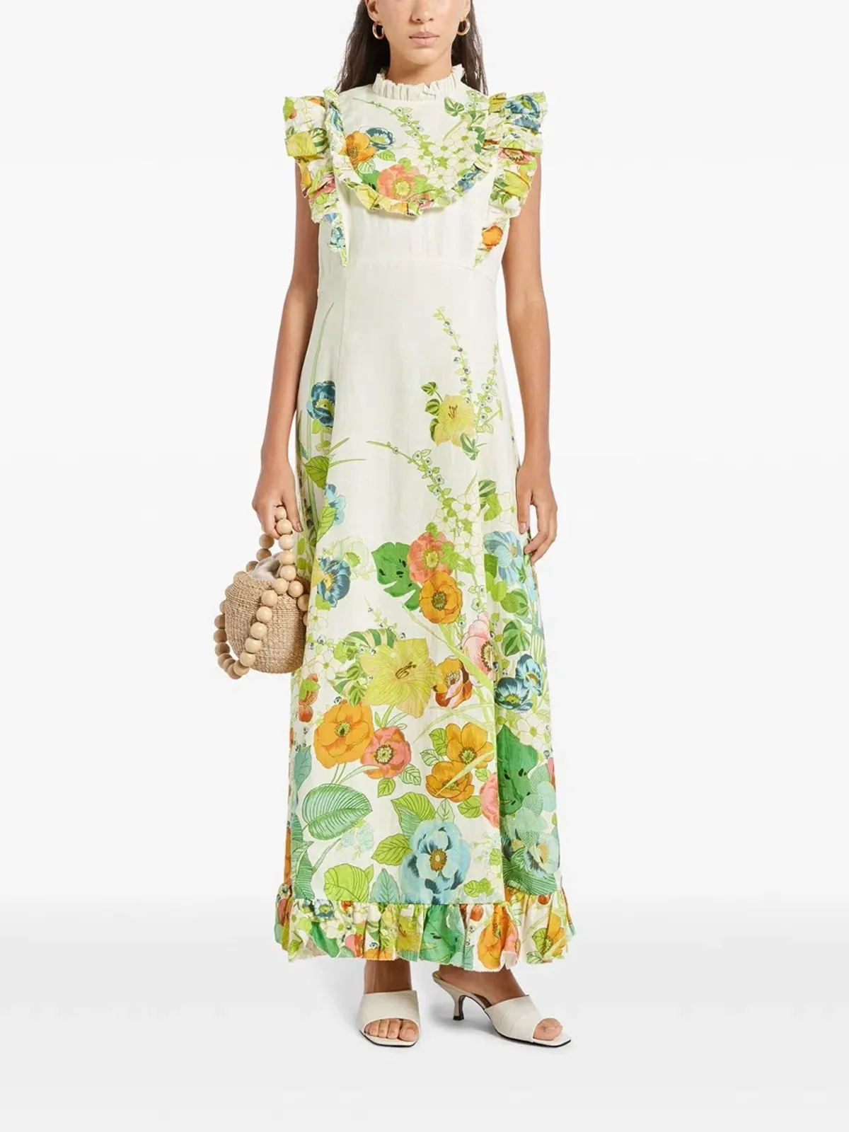 Alemais Constance Midi Ruffle Dress Floral Size 8 AU - Image 2