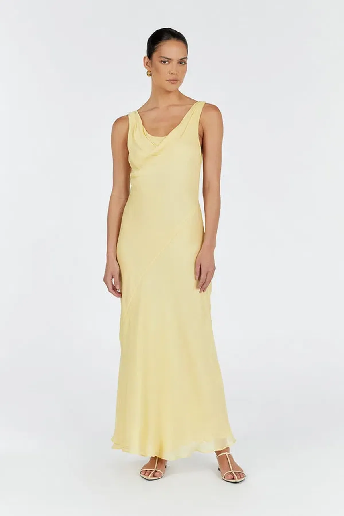 Dissh Johnny Cowl Neck Dress Lemon Yellow Size 6 - Image 1