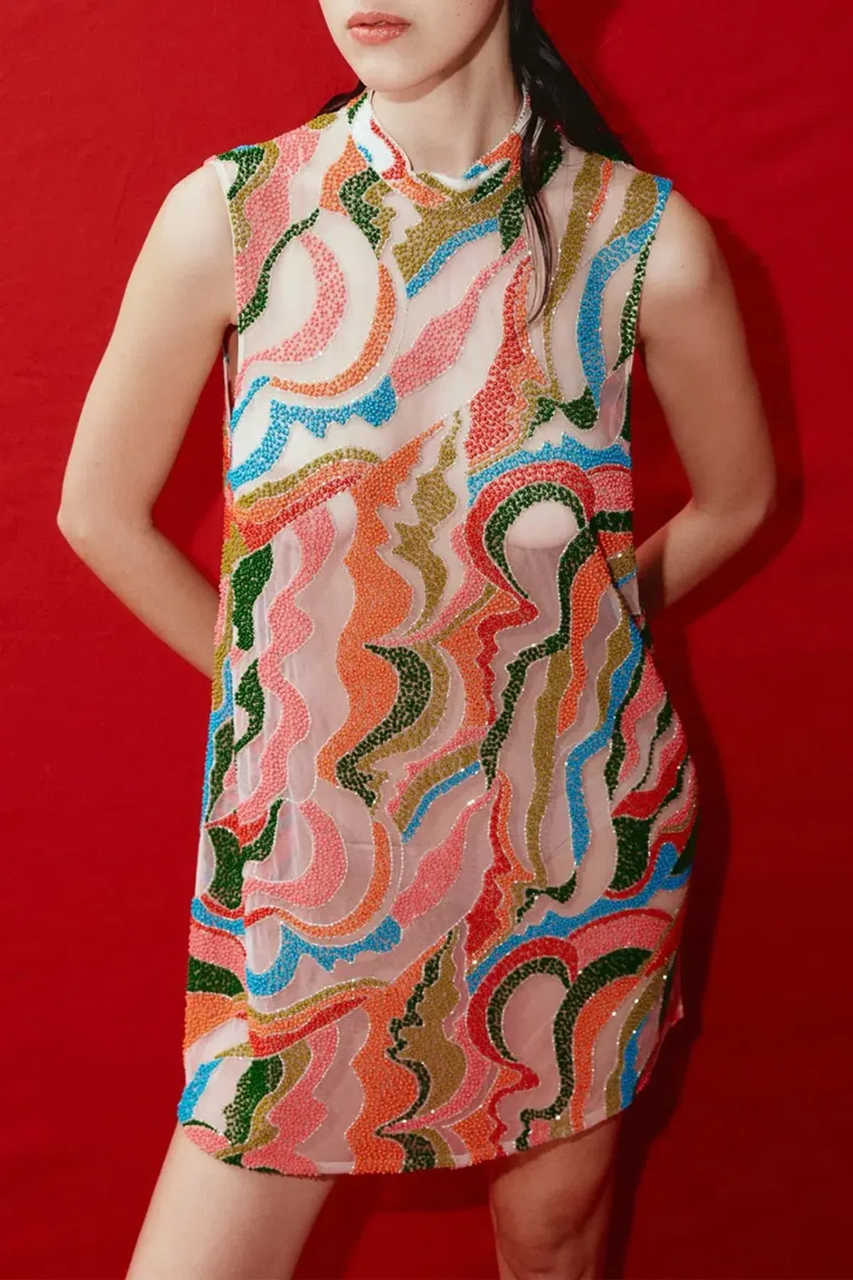 Alemais The Five Bead Embellished Mini Dress Multi Size 10 AU - Image 4
