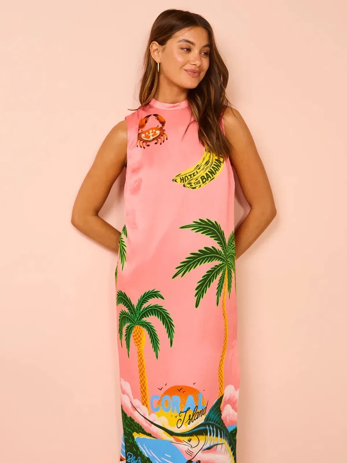 Alemais Paradiso Silk Midi Dress Pink Multi Size 10 AU - Image 13