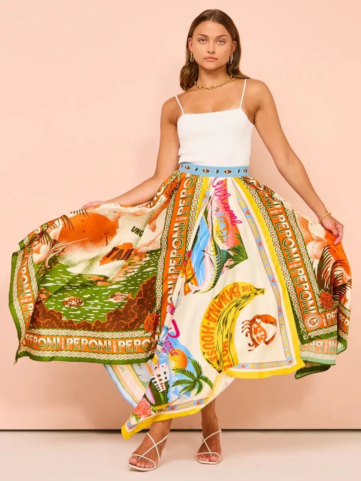 Alemais Samaki Scarf Top & Paradiso Silk Scarf Skirt Set Multi Size 10 AU - Image 5