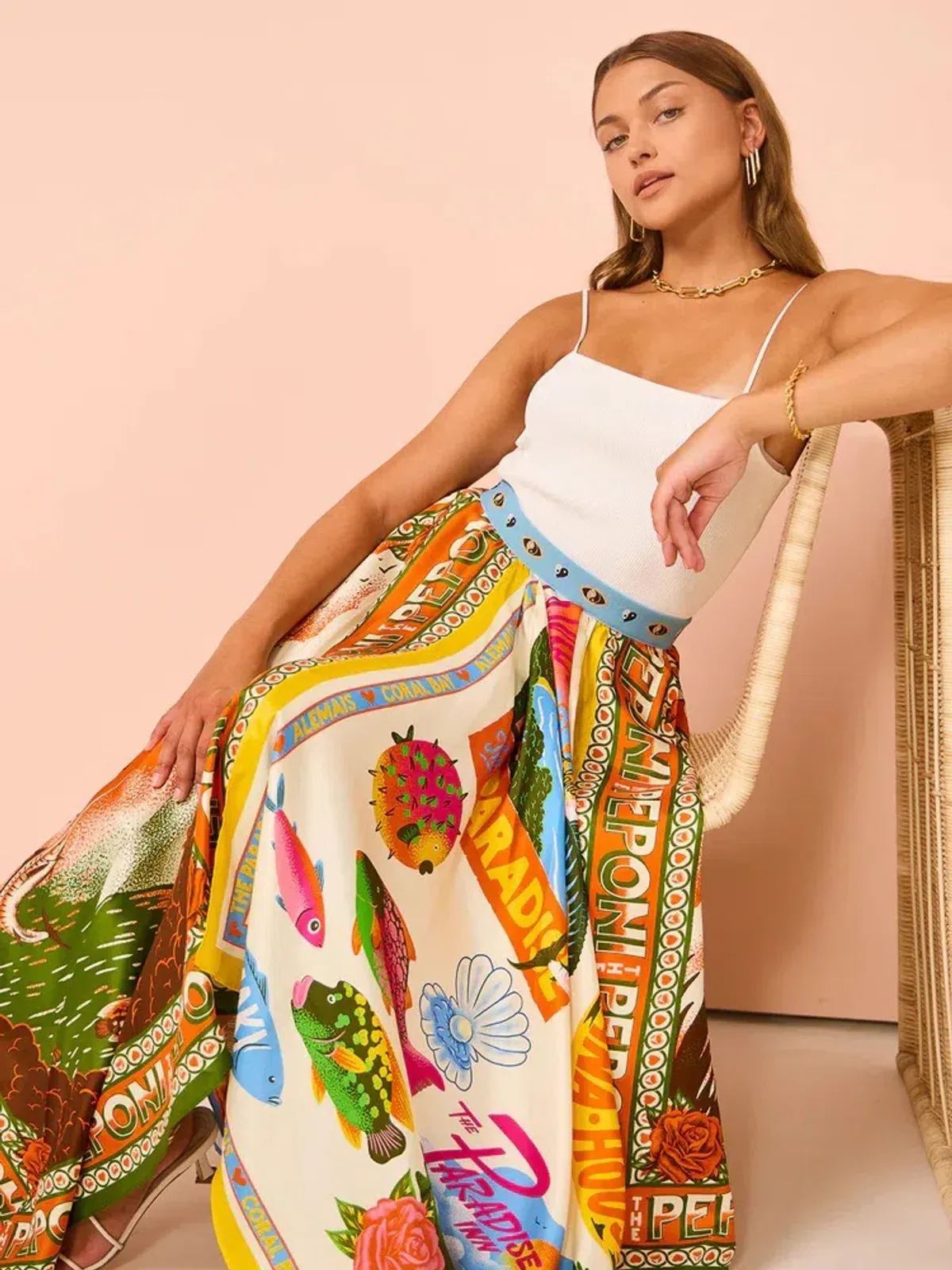 Alemais Samaki Scarf Top & Paradiso Silk Scarf Skirt Set Multi Size 10 AU - Image 14