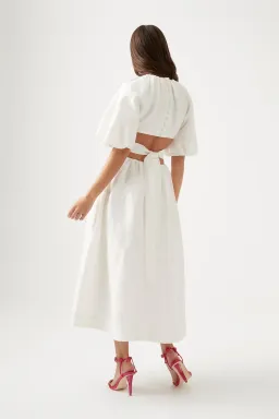 Aje Mimosa Cutout Midi Dress In Ivory Size 10 for rent on The Volte - image 4