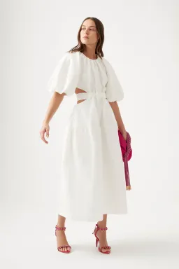 Aje Mimosa Cutout Midi Dress In Ivory Size 10 for rent on The Volte - image 2