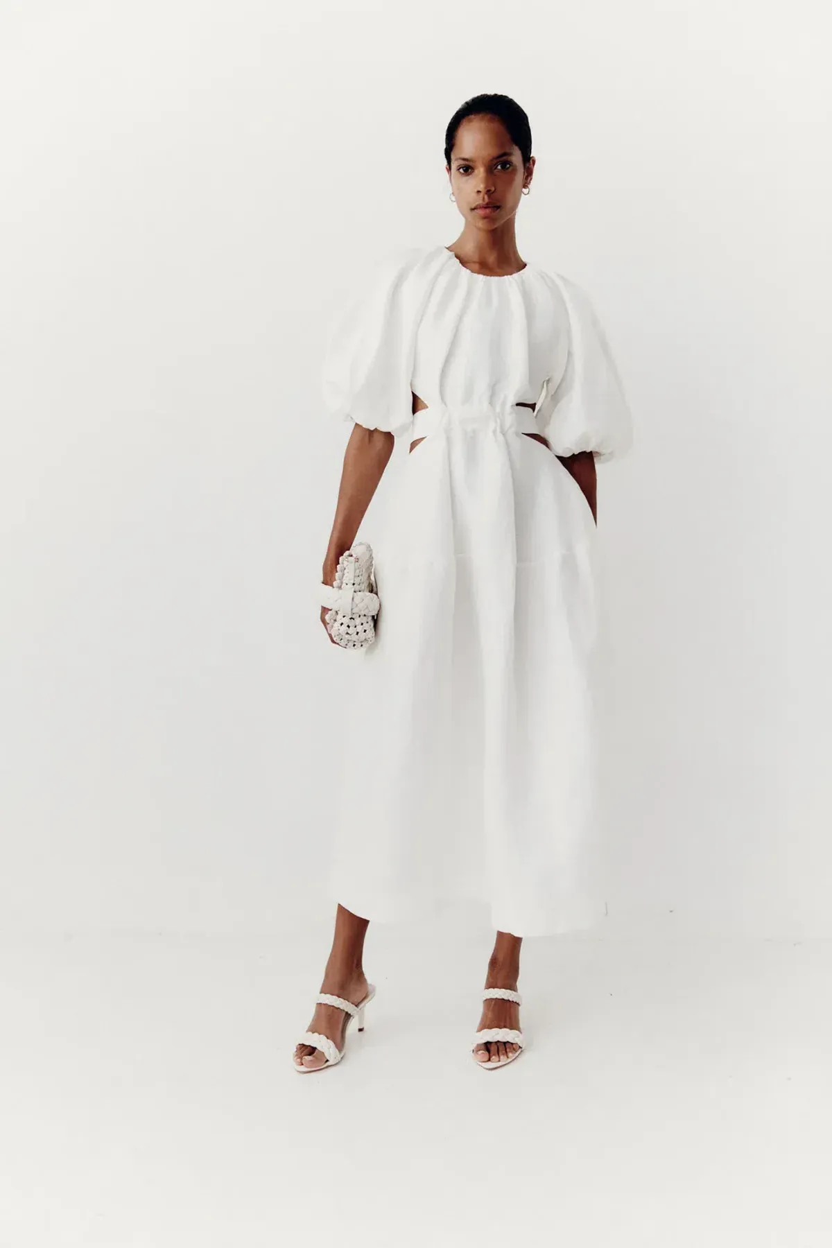 Aje Mimosa Cutout Midi Dress In Ivory Size 10 for rent on The Volte - main image