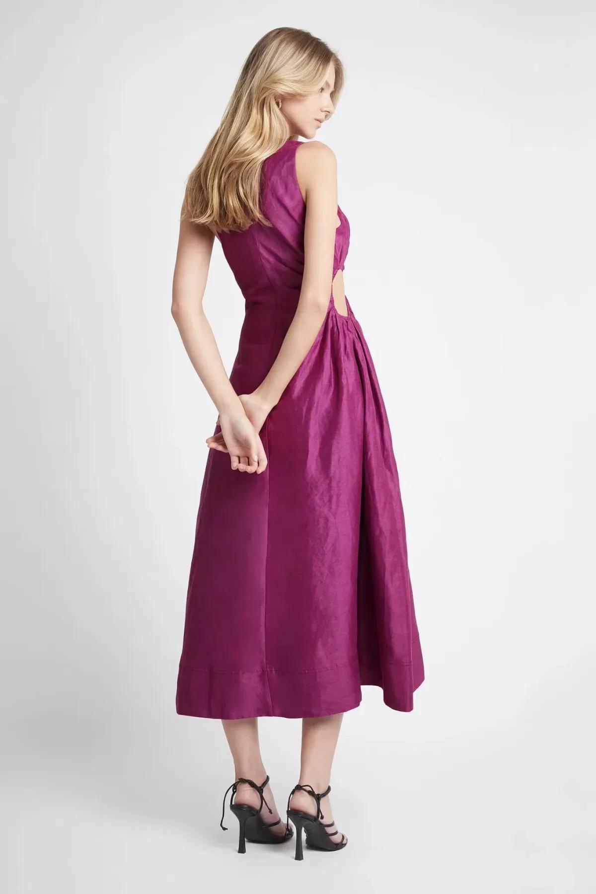 Aje Chateau Cut Out Midi Dress Fuchsia Size 12 - Image 3