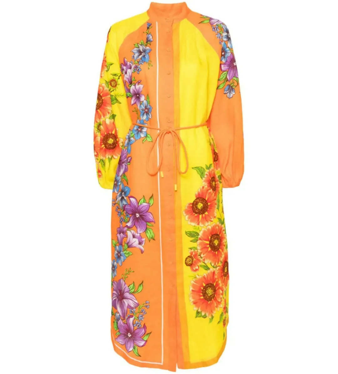 Alemais Jude Linen Midi Shirtdress Multi/Floral Size AU 10 for rent on The Volte - main image