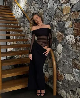 Benni Yasmin Off-Shoulder Maxi Dress Black Size 8 for rent on The Volte - image 2