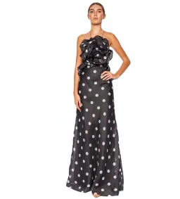 Zimmermann The Crush Ruffle Halter Maxi Dress in Black/Cream Dot Size 1 /Au 10 for rent on The Volte - image 1