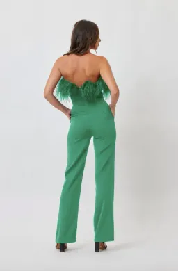 Bianca And Bridgette Feather Jumpsuit Green Size 6 for rent on The Volte - image 2