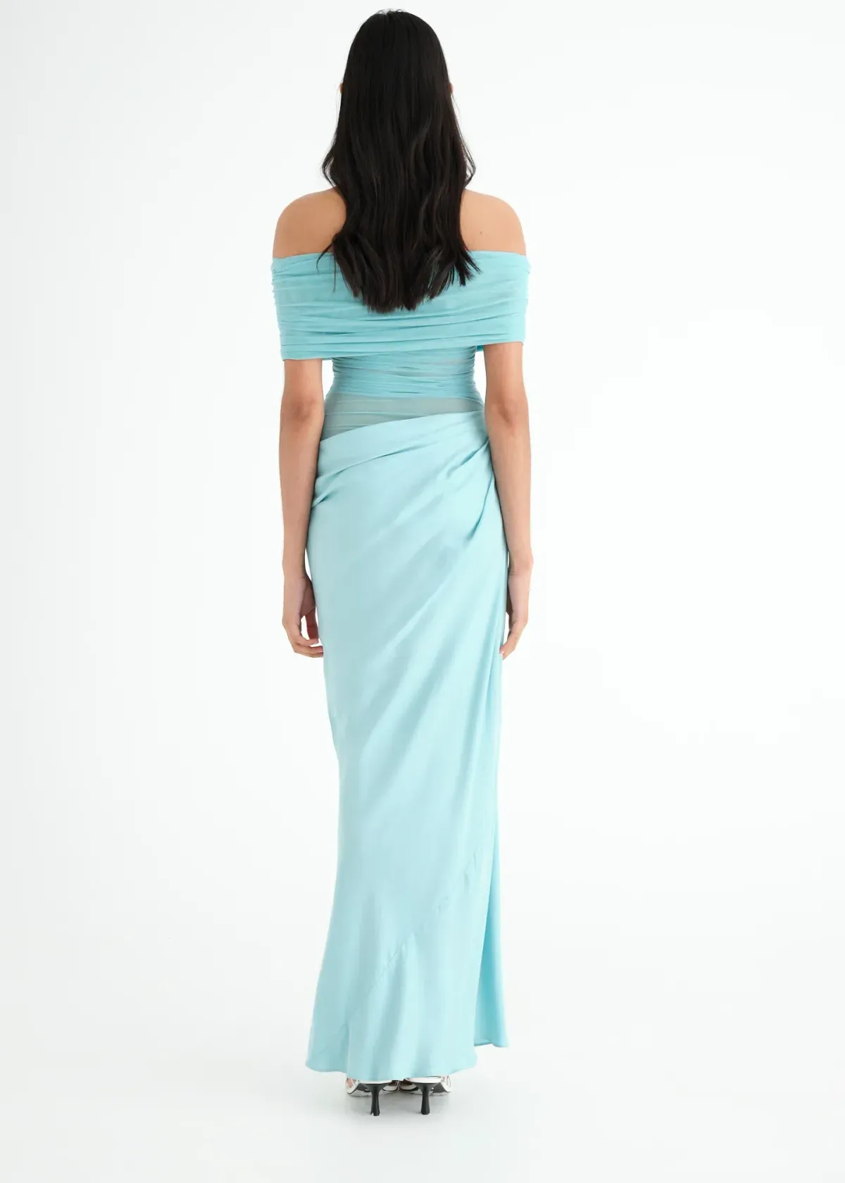 Benni Nico Off Shoulder Maxi Dress Aquamarine Size 10 - Image 3