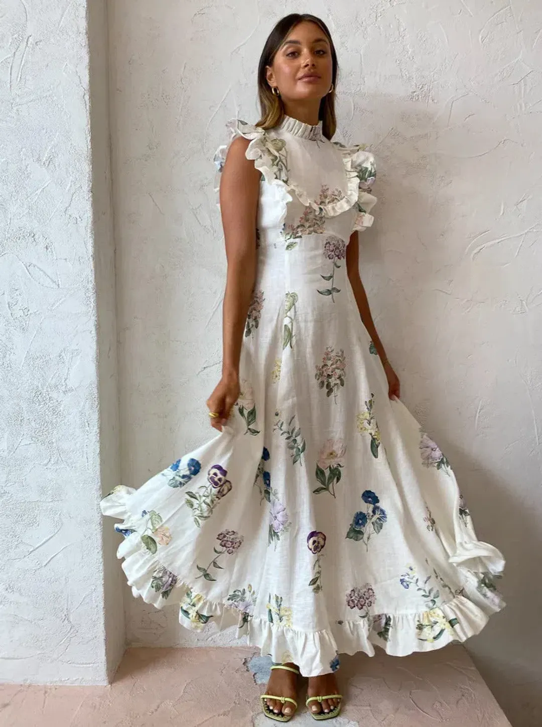 Alemais Jules Floral Midi Dress Antique Print Size 8 for rent on The Volte - main image