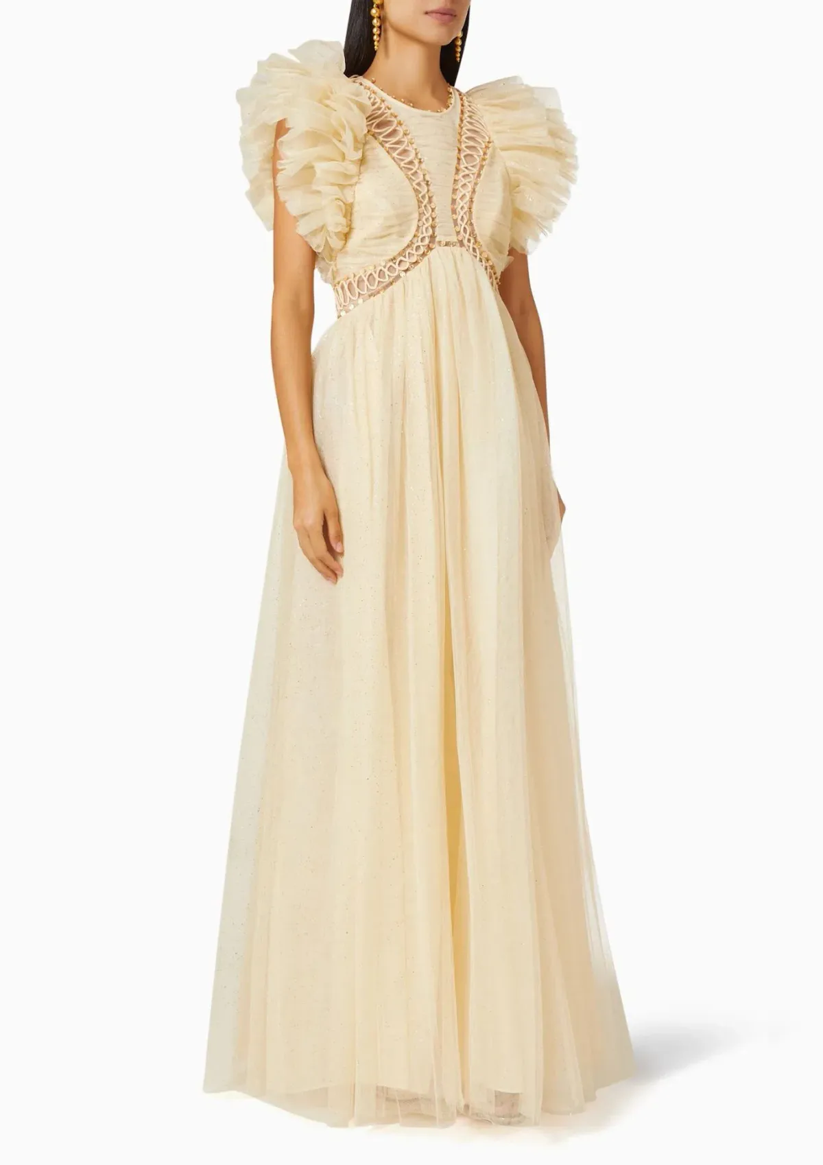 Zimmermann Dancer Glitter Tulle Dress Cream Size 0 (AU 8) for rent on The Volte - main image
