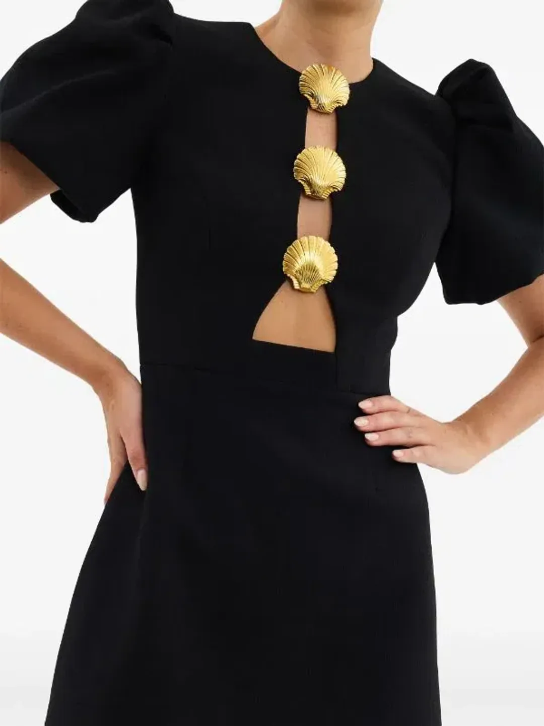 Rebecca Vallance Sirene Puff Sleeve Mini Dress Black Size 12 for rent on The Volte - main image