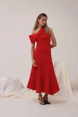Acler Corbyn Midi Dress Poppy Red Size 14 for rent on The Volte - image 1