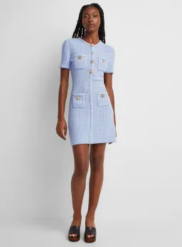 Self Portrait Jewel Button Knit Mini Dress Blue Size 8 for rent on The Volte - image 1