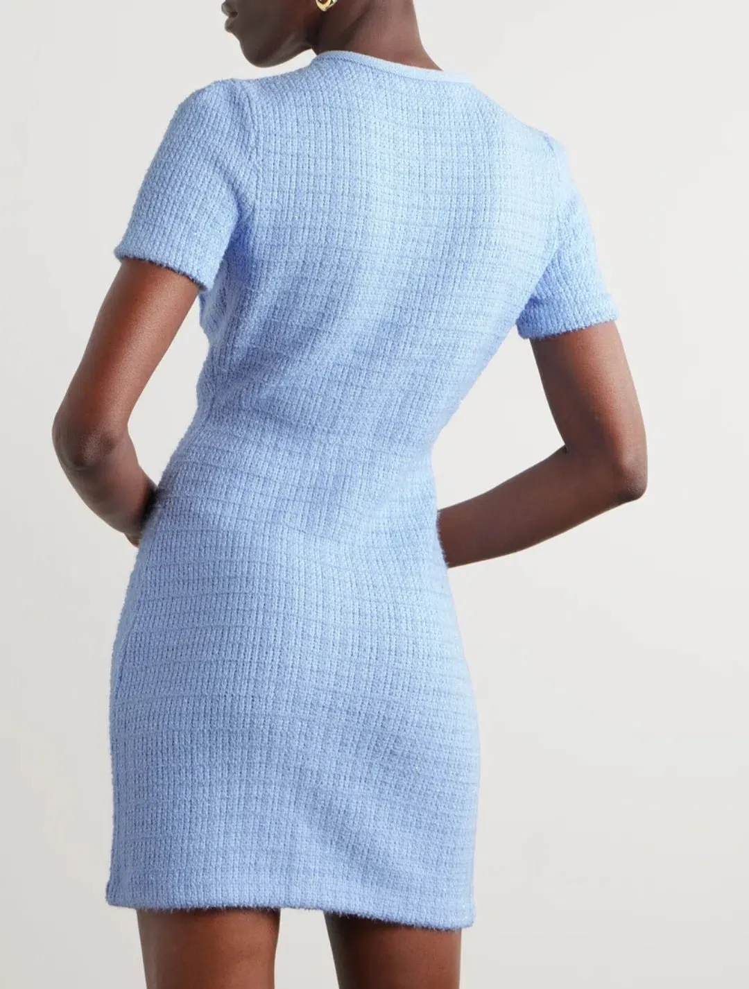Self Portrait Jewel Button Knit Mini Dress Blue Size 8 for rent on The Volte - main image