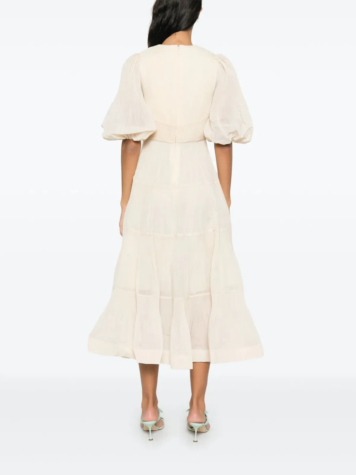 Zimmermann Pleated Midi Dress Cream Size 4 / AU 16 - Image 2