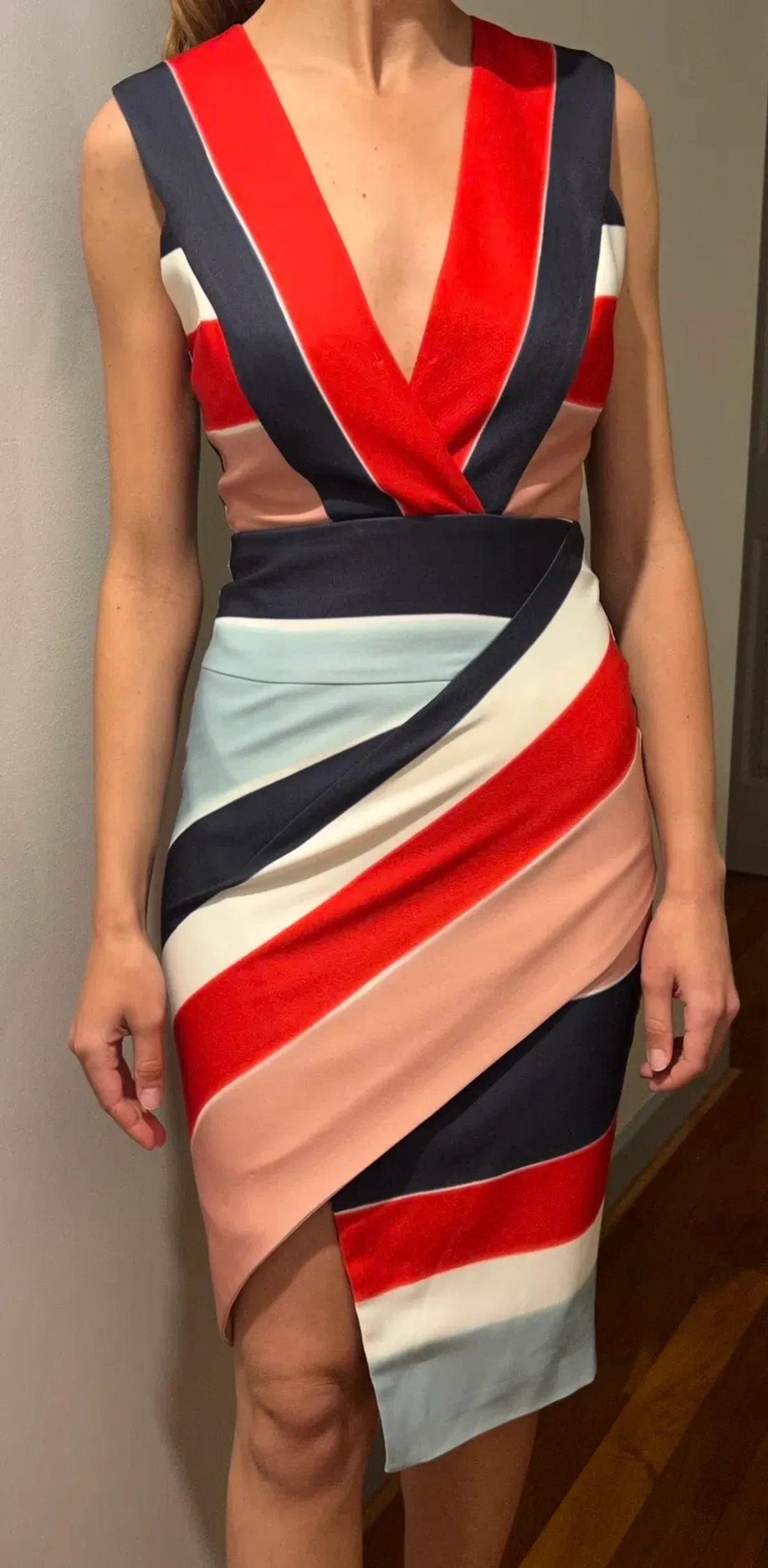 Seduce Cross Over Dress Stripe Size 6 - Image 3