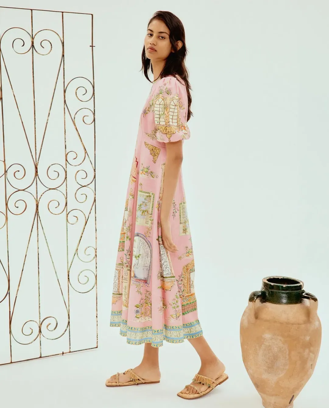 Alemais Monte Midi Dress Pink Size 10 for rent on The Volte - main image